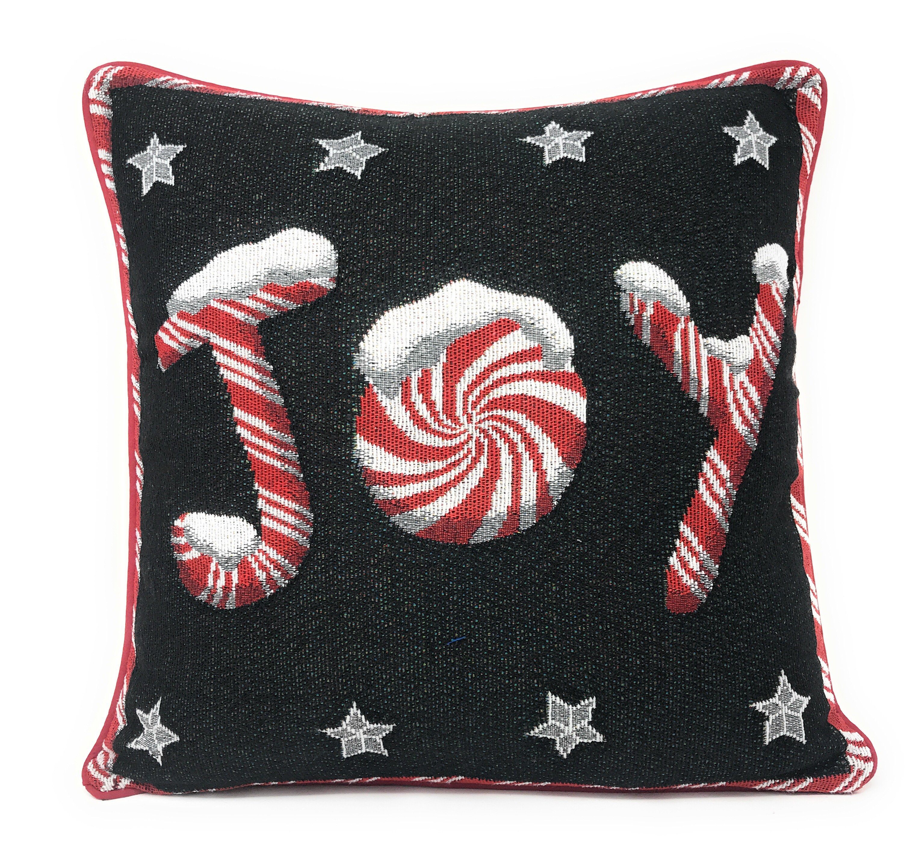 DaDa Bedding Set of 8 Pieces Peppermint Joy Holiday Table Tapestry - 4 Placemats, 2 Table Runners, 2 Throw Pillow Covers (12904) - DaDa Bedding Collection