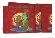 DaDa Bedding Set of 8 Pieces Red Santa Claus Holiday Table Tapestry - 4 Placemats, 2 Table Runners, 2 Throw Pillow Covers (17615) - DaDa Bedding Collection