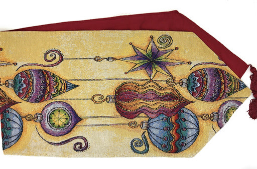 TABLE RUNNER - DaDa Bedding Bohemian Ornaments Table Runner, Colorful Golden Holiday Tapestry (14916) - DaDa Bedding Collection