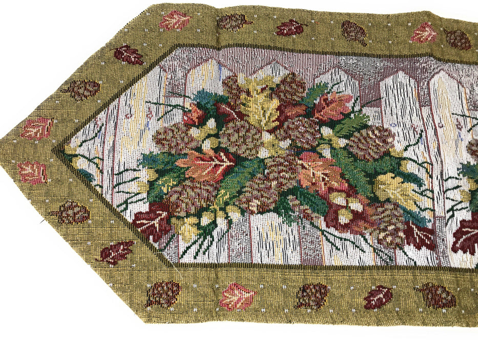 DaDa Bedding Rustic Floral Bouquet Lights Holiday Tapestry Dining Table Runner (6068) - DaDa Bedding Collection