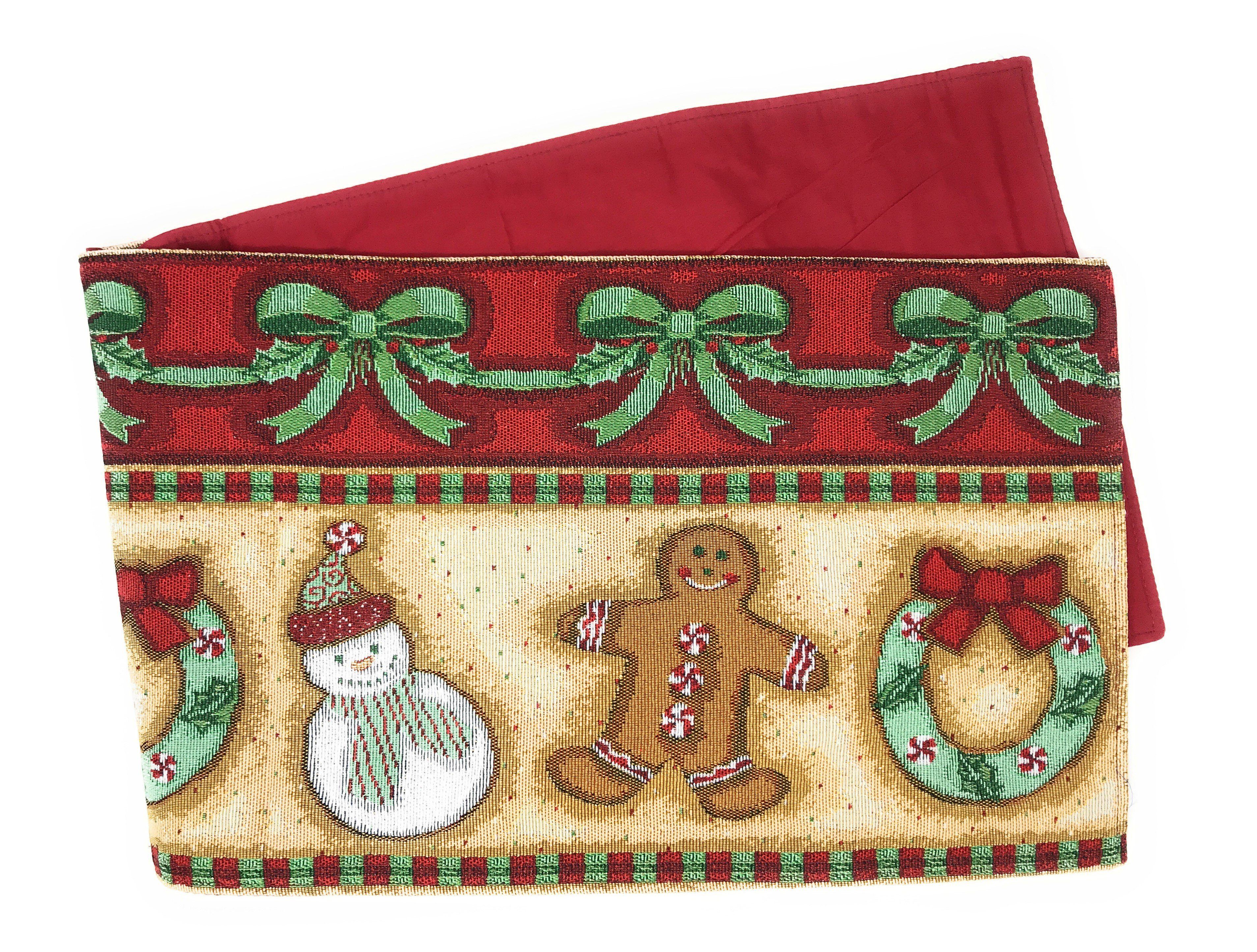 DaDa Bedding Gingerbread Snowman Holiday Woven Tapestry Dining Table Runner (12917) - DaDa Bedding Collection