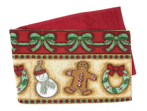 TABLE RUNNER - DaDa Bedding Gingerbread Sweets Table Runner, Holiday Cookies Tapestry (12917) - DaDa Bedding Collection