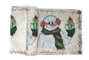 DaDa Bedding Magical Snowman Holiday Woven Tapestry Dining Table Runner (9733) - DaDa Bedding Collection
