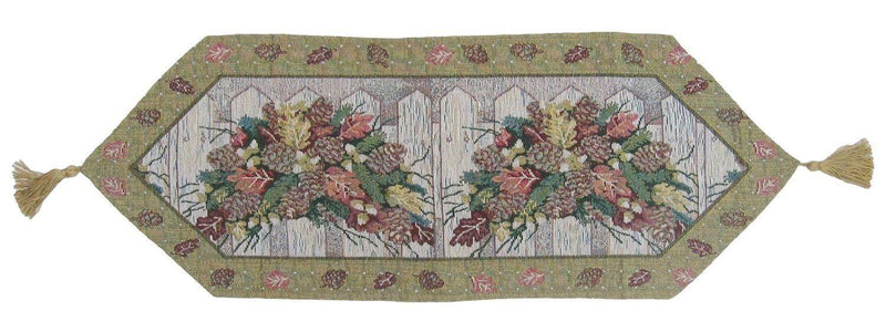 DaDa Bedding Rustic Floral Bouquet Lights Holiday Tapestry Dining Table Runner (6068) - DaDa Bedding Collection