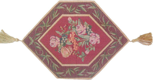 DaDa Bedding Romantic Floral Field of Roses Burgundy Red Tapestry Table Runner (5594) - DaDa Bedding Collection