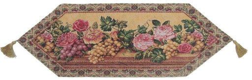 DaDa Bedding Romantic Parade of Fruit & Roses Floral Tapestry Table Runner (14426) - DaDa Bedding Collection