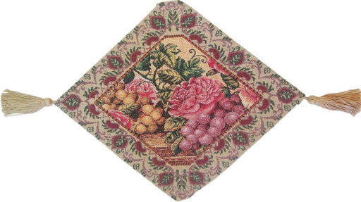 DaDa Bedding Romantic Parade of Fruit & Roses Floral Tapestry Table Runner (14426) - DaDa Bedding Collection