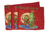 DaDa Bedding Red Santa Claus Christmas Tree Woven Tapestry Dining Table Runner (17615) - DaDa Bedding Collection
