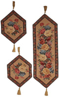 DaDa Bedding Set of 3-Pieces - Breath of Spring Floral Beige Woven Dining Tapestry Table Runners (3089) - DaDa Bedding Collection