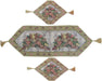 DaDa Bedding Set of 3-Pieces Table Runners - Festive Holiday Fiesta Floral Botanical Beige Woven Tapestry Dining Mats Scarf (6068) - DaDa Bedding Collection