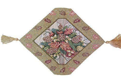 DaDa Bedding Set of 3-Pieces Table Runners - Festive Holiday Fiesta Floral Botanical Beige Woven Tapestry Dining Mats Scarf (6068) - DaDa Bedding Collection
