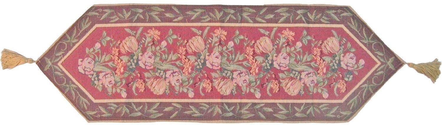 DaDa Bedding Set of 3 PCs - Field of Roses Red Floral Woven Tapestry Table Runners (5594) - DaDa Bedding Collection