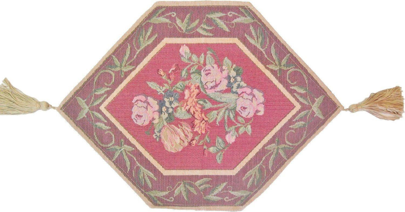 DaDa Bedding Set of 3 PCs - Field of Roses Red Floral Woven Tapestry Table Runners (5594) - DaDa Bedding Collection