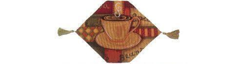 DaDa Bedding Set of 3-Pieces - Smell of Coffee Café Cup Orange Brown Woven Tapestry Dining Table Runners (9912) - DaDa Bedding Collection