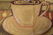DaDa Bedding Set of 3-Pieces - Smell of Coffee Café Cup Orange Brown Woven Tapestry Dining Table Runners (9912) - DaDa Bedding Collection