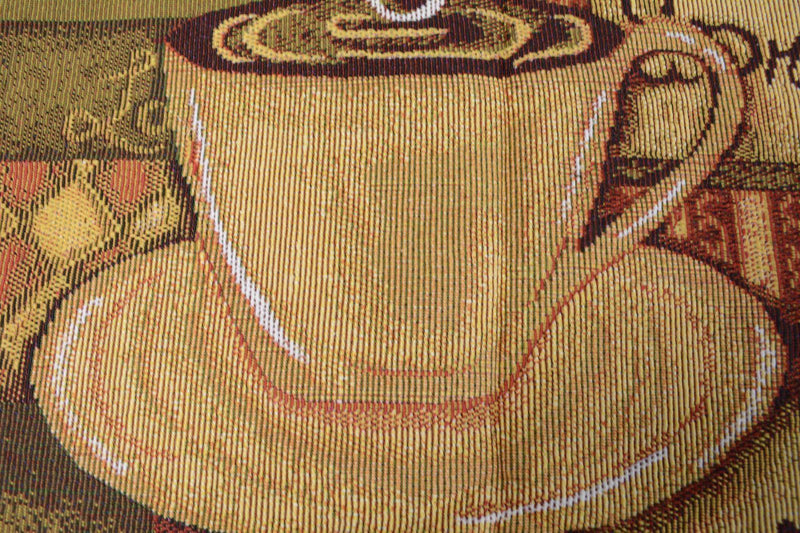 DaDa Bedding Set of 3-Pieces - Smell of Coffee Café Cup Orange Brown Woven Tapestry Dining Table Runners (9912) - DaDa Bedding Collection