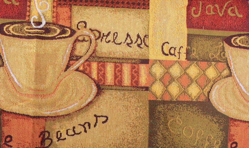 DaDa Bedding Set of 3-Pieces - Smell of Coffee Café Cup Orange Brown Woven Tapestry Dining Table Runners (9912) - DaDa Bedding Collection