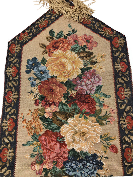 DaDa Bedding Breath of Spring Colorful Floral Beige Brown Tapestry Dining Table Runner (3089) - DaDa Bedding Collection