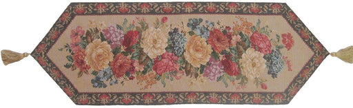 DaDa Bedding Breath of Spring Colorful Floral Beige Brown Tapestry Dining Table Runner (3089) - DaDa Bedding Collection