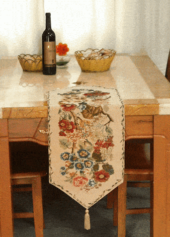 Tablerunners - Tache Colorful Floral Country Rustic Morning Meadow  Woven Table Runner - DaDa Bedding Collection