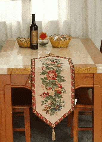 Tablerunners - Tache Festive Red Yuletide Blooms Woven Table Runners - DaDa Bedding Collection