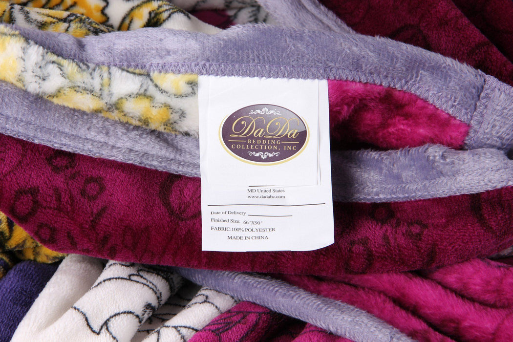 Throw Blanket - DaDa Bedding Bohemian Floral Striped Carnations Cozy Plush Flannel Fleece Throw Blanket (XY9829) - DaDa Bedding Collection