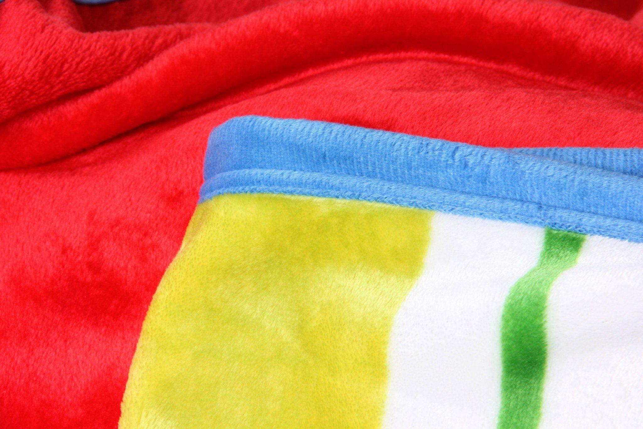 DaDa Bedding Colorful Striped Rainbow Reversible Plush Luxe Flannel Fleece Throw Blanket (XY9867) - DaDa Bedding Collection