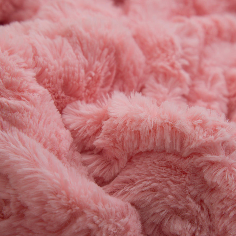 DaDa Bedding Luxury Blossom Pink Rose Buds Pink Sherpa Backside Faux Fur Throw Blanket (BL-171752) - DaDa Bedding Collection