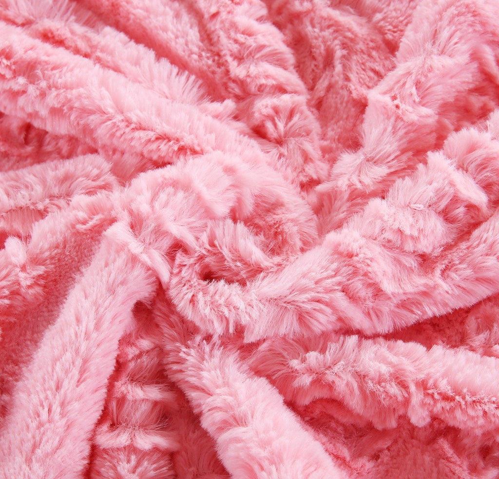 DaDa Bedding Luxury Blossom Pink Rose Buds Pink Sherpa Backside Faux Fur Throw Blanket (BL-171752) - DaDa Bedding Collection