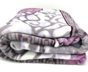 DaDa Bedding Orchid Blossoms Striped Floral Lavender Plush Fleece Flannel Throw Blanket (XY9833) - DaDa Bedding Collection