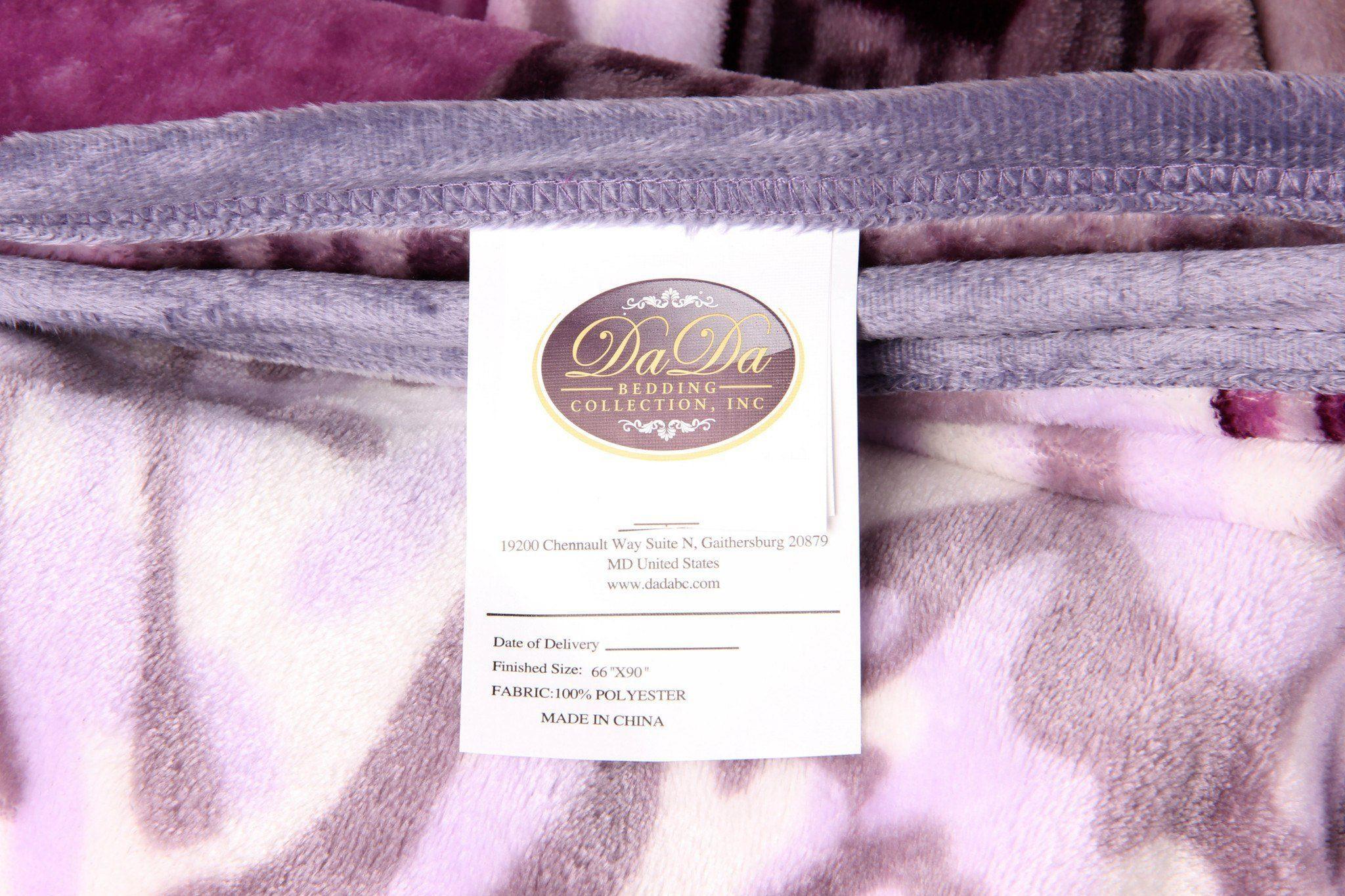 DaDa Bedding Orchid Blossoms Striped Floral Lavender Plush Fleece Flannel Throw Blanket (XY9833) - DaDa Bedding Collection