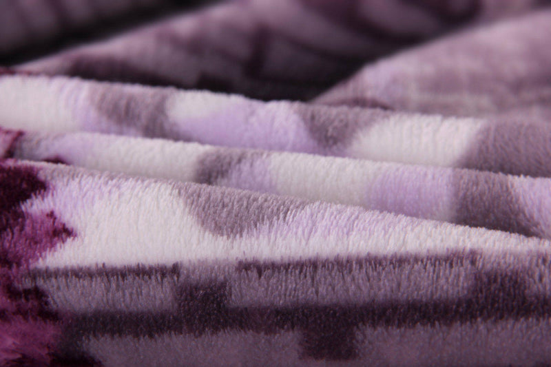 DaDa Bedding Orchid Blossoms Striped Floral Lavender Plush Fleece Flannel Throw Blanket (XY9833) - DaDa Bedding Collection