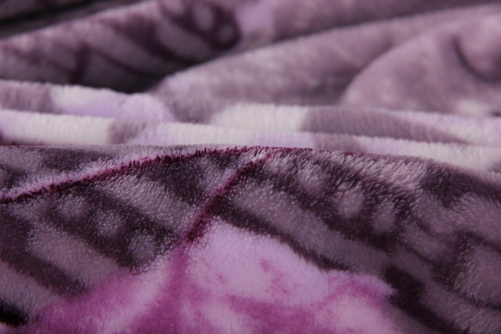 DaDa Bedding Orchid Blossoms Striped Floral Lavender Plush Fleece Flannel Throw Blanket (XY9833) - DaDa Bedding Collection