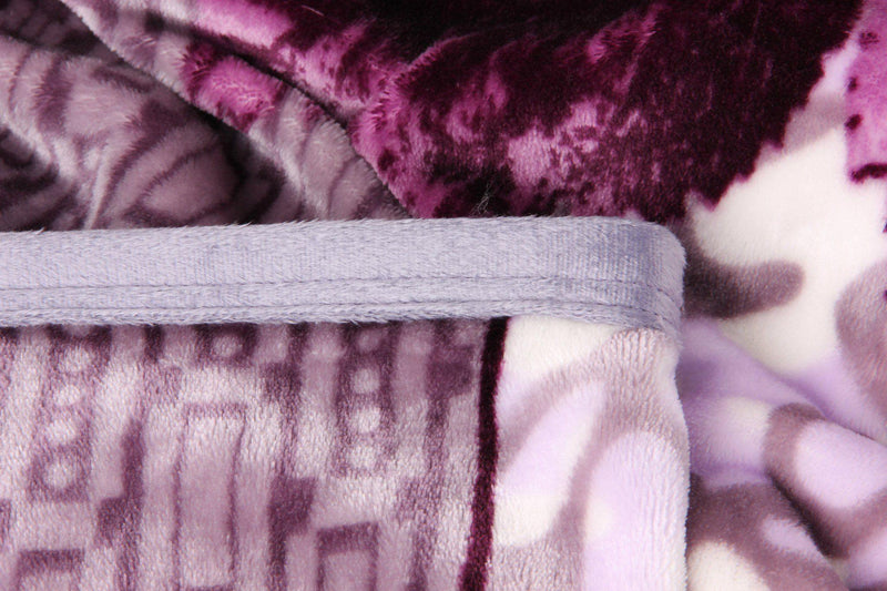 DaDa Bedding Orchid Blossoms Striped Floral Lavender Plush Fleece Flannel Throw Blanket (XY9833) - DaDa Bedding Collection