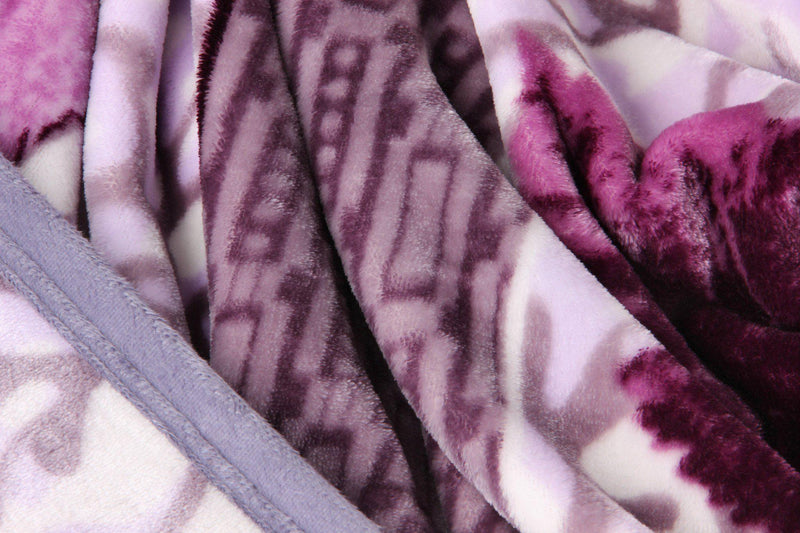 DaDa Bedding Orchid Blossoms Striped Floral Lavender Plush Fleece Flannel Throw Blanket (XY9833) - DaDa Bedding Collection