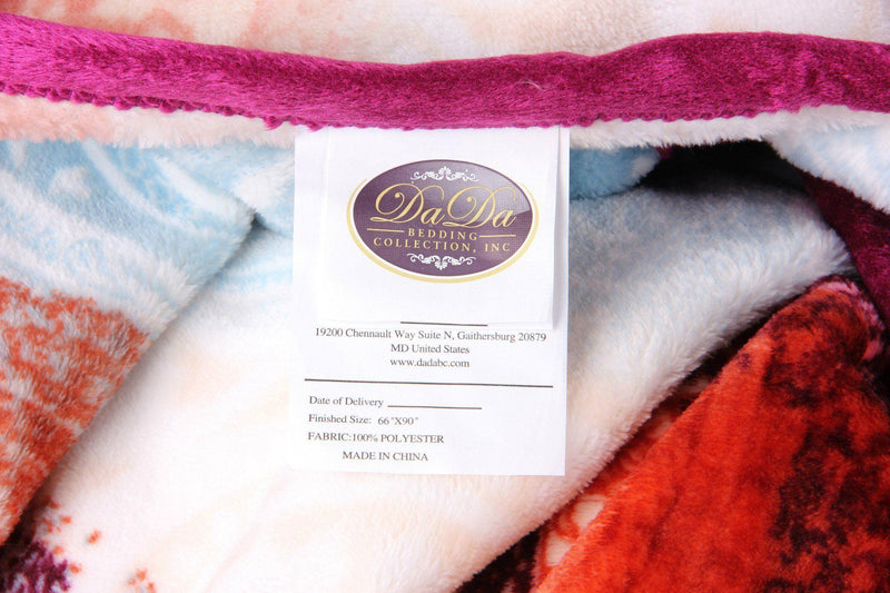 DaDa Bedding Paisley Dreams Floral Burgundy Mink Fleece Flannel Throw Blanket (XY0025) - DaDa Bedding Collection