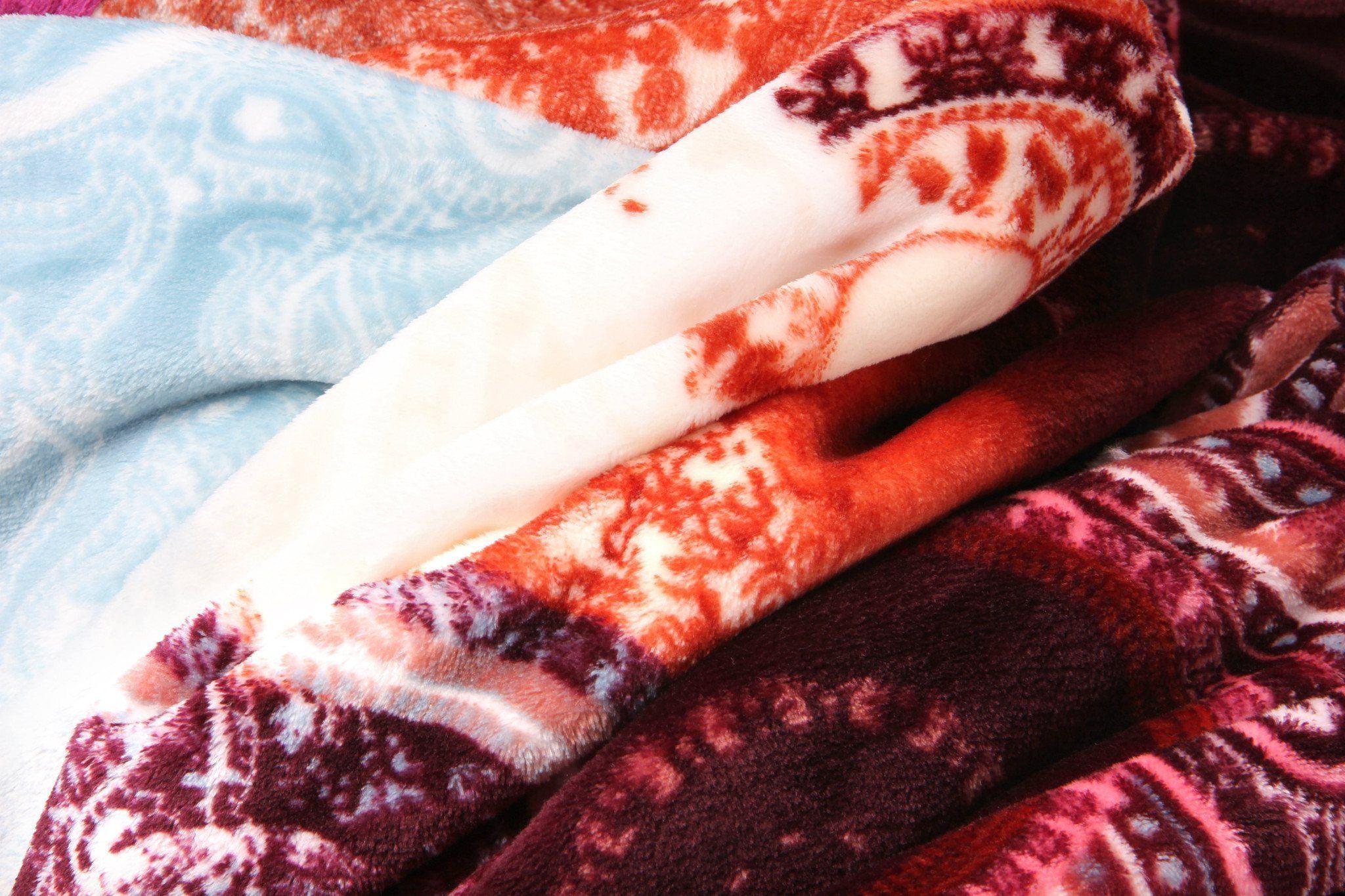 DaDa Bedding Paisley Dreams Floral Burgundy Mink Fleece Flannel Throw Blanket (XY0025) - DaDa Bedding Collection