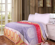 DaDa Bedding Seashore Sunny Yellow Lavender Floral Flannel Mink Fleece Throw Blanket (XY9901) - DaDa Bedding Collection