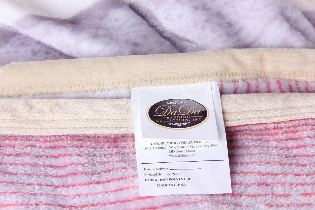 DaDa Bedding Seashore Sunny Yellow Lavender Floral Flannel Mink Fleece Throw Blanket (XY9901) - DaDa Bedding Collection