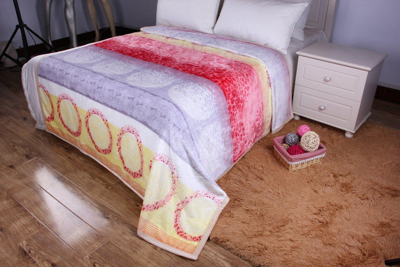 DaDa Bedding Seashore Sunny Yellow Lavender Floral Flannel Mink Fleece Throw Blanket (XY9901) - DaDa Bedding Collection