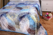 DaDa Bedding Swirly Navy Blue Lagoon Abstract Mink Flannel Fleece Throw Blanket (XY9897) - DaDa Bedding Collection