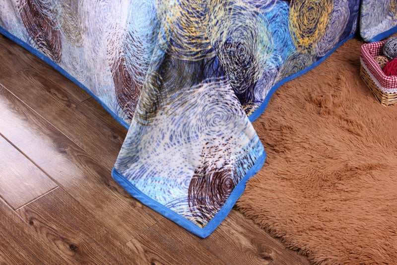 DaDa Bedding Swirly Navy Blue Lagoon Abstract Mink Flannel Fleece Throw Blanket (XY9897) - DaDa Bedding Collection