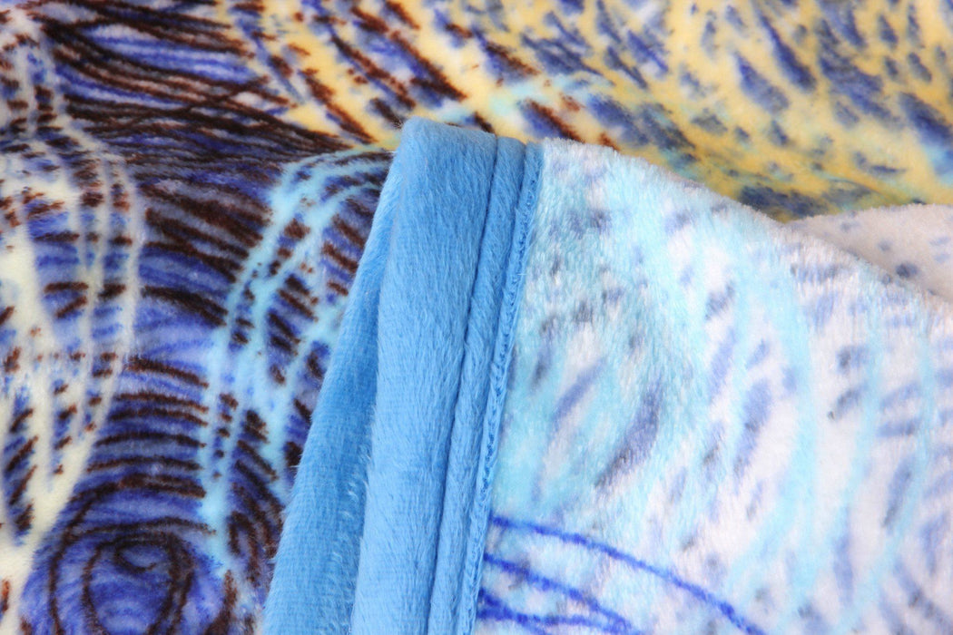 Throw Blanket - DaDa Bedding Swirly Painting Navy Blue Reversible Cozy Plush Flannel Fleece Throw Blanket (XY9897) - DaDa Bedding Collection