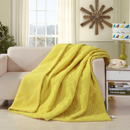 Throw Blanket - DaDa Bedding Tuscan Sun Yellow Quilted Ultra Sonic Throw Blanket Bedspread (BJ0107) - DaDa Bedding Collection