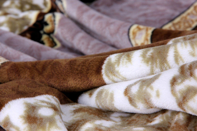 DaDa Bedding Elegant Twilight Lavender Brown Floral Flannel Mink Fleece Throw Blanket (XY9879) - DaDa Bedding Collection