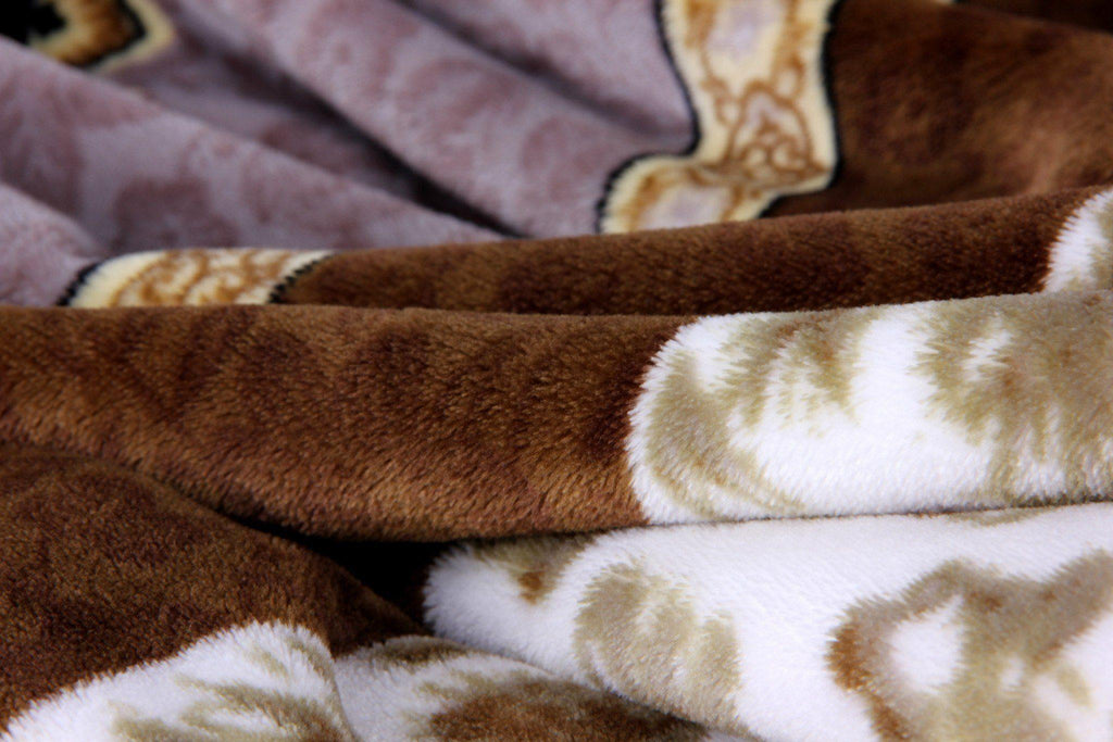 DaDa Bedding Elegant Twilight Lavender Brown Floral Flannel Mink Fleece Throw Blanket (XY9879) - DaDa Bedding Collection