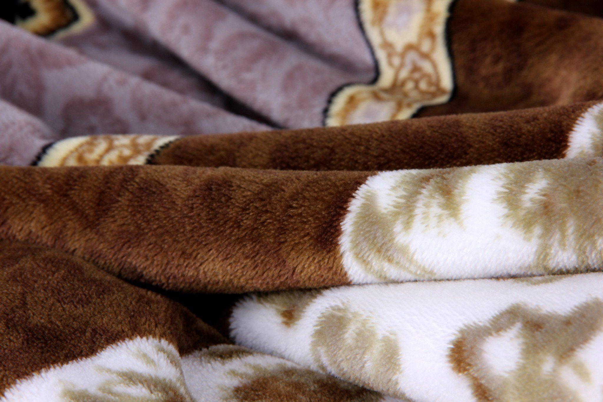 DaDa Bedding Elegant Twilight Lavender Brown Floral Flannel Mink Fleece Throw Blanket (XY9879) - DaDa Bedding Collection