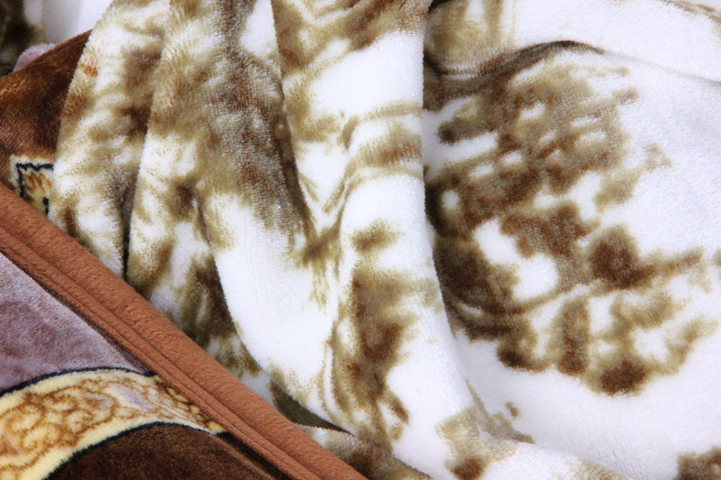 DaDa Bedding Elegant Twilight Lavender Brown Floral Flannel Mink Fleece Throw Blanket (XY9879) - DaDa Bedding Collection