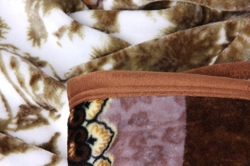 DaDa Bedding Elegant Twilight Lavender Brown Floral Flannel Mink Fleece Throw Blanket (XY9879) - DaDa Bedding Collection
