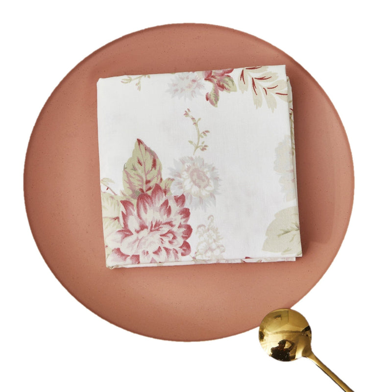 DaDa Bedding Set of 4-Pieces Hint of Mint Floral Cotton Dining Table Napkins 18" x 18" (3036) - DaDa Bedding Collection